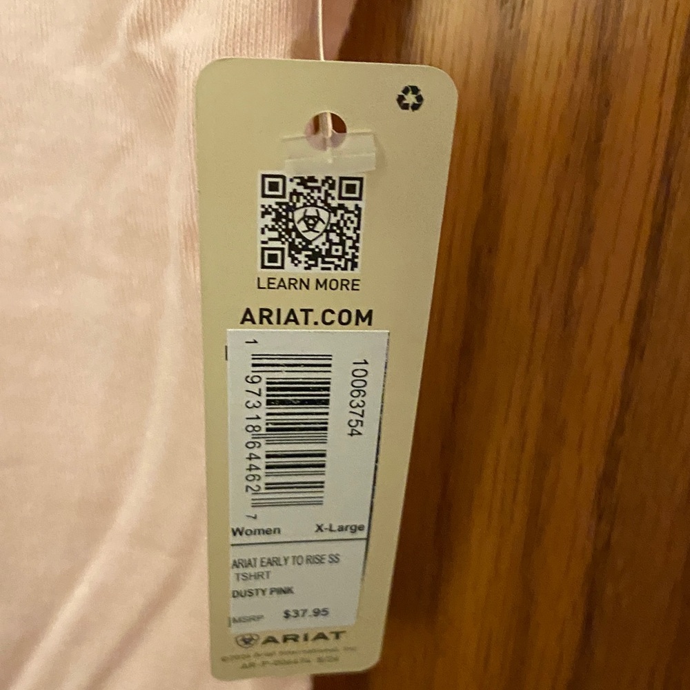 Ariat Women’s Light Pink Graphic Tee “Early to Rise” Sunflower, Tractor XL NWT - Picture 2 of 5